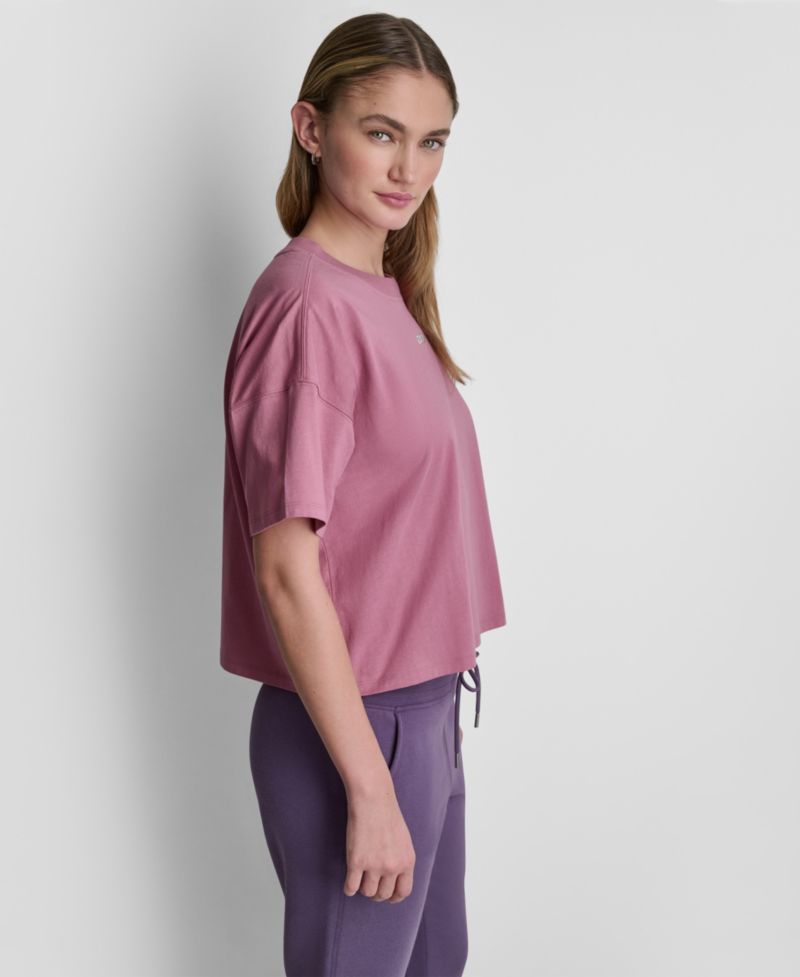 Women's Metallic Bubble Logo Drop Shoulder Pull-On T-Shirt