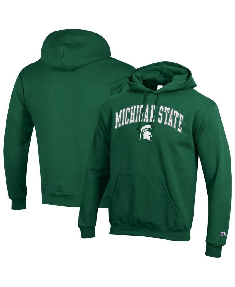 Men's Green Michigan State Spartans Arch Over Logo Pullover Hoodie