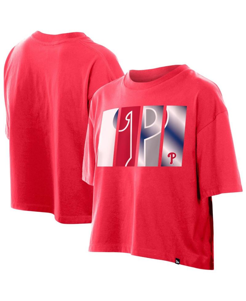 Women's Red Philadelphia Phillies Boxy Foil Logo T-Shirt
