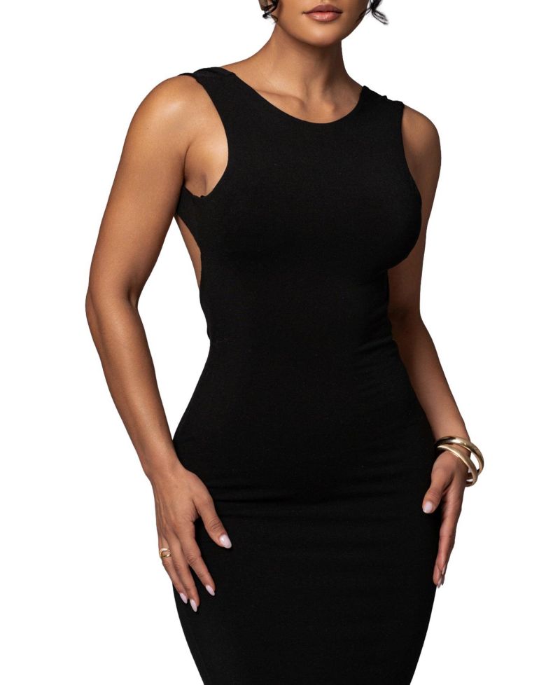 Women's Front and Center Open Back Ruched Maxi Dress