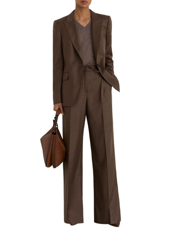 Petite Derby Pleated Wide-Leg Trousers