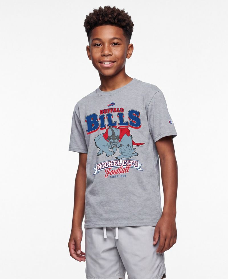 Big Boys and Girls Heather Gray Buffalo Bills Disney X Champion T-Shirt