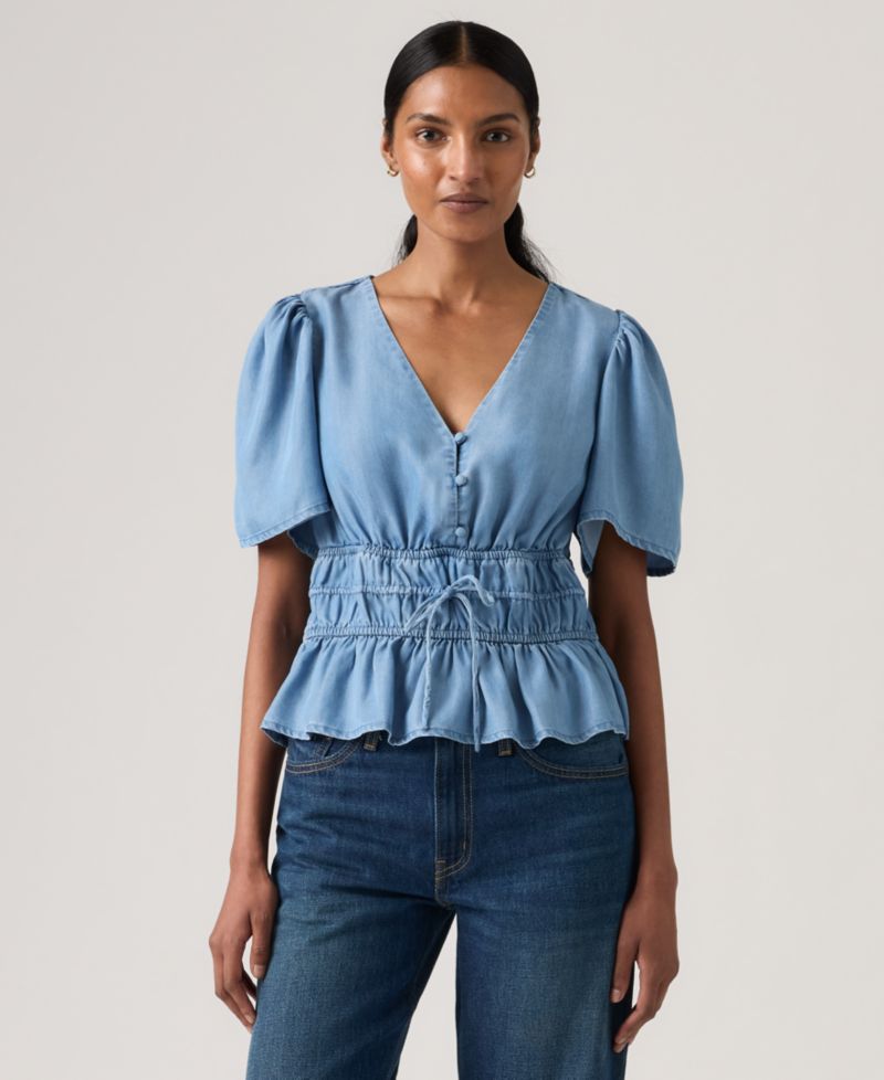 Women's V-Neck Ryan Short-Sleeve Crepe Blouse