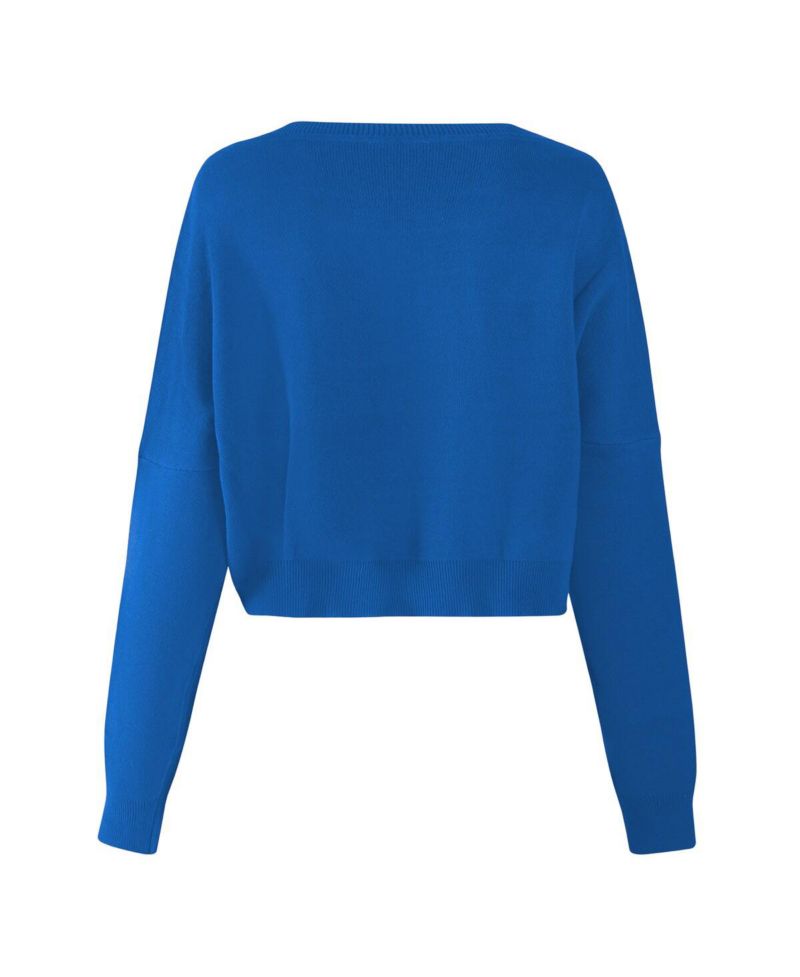 Women's Royal Florida Gators Oversized Cropped Ivy Knit Pullover Sweater