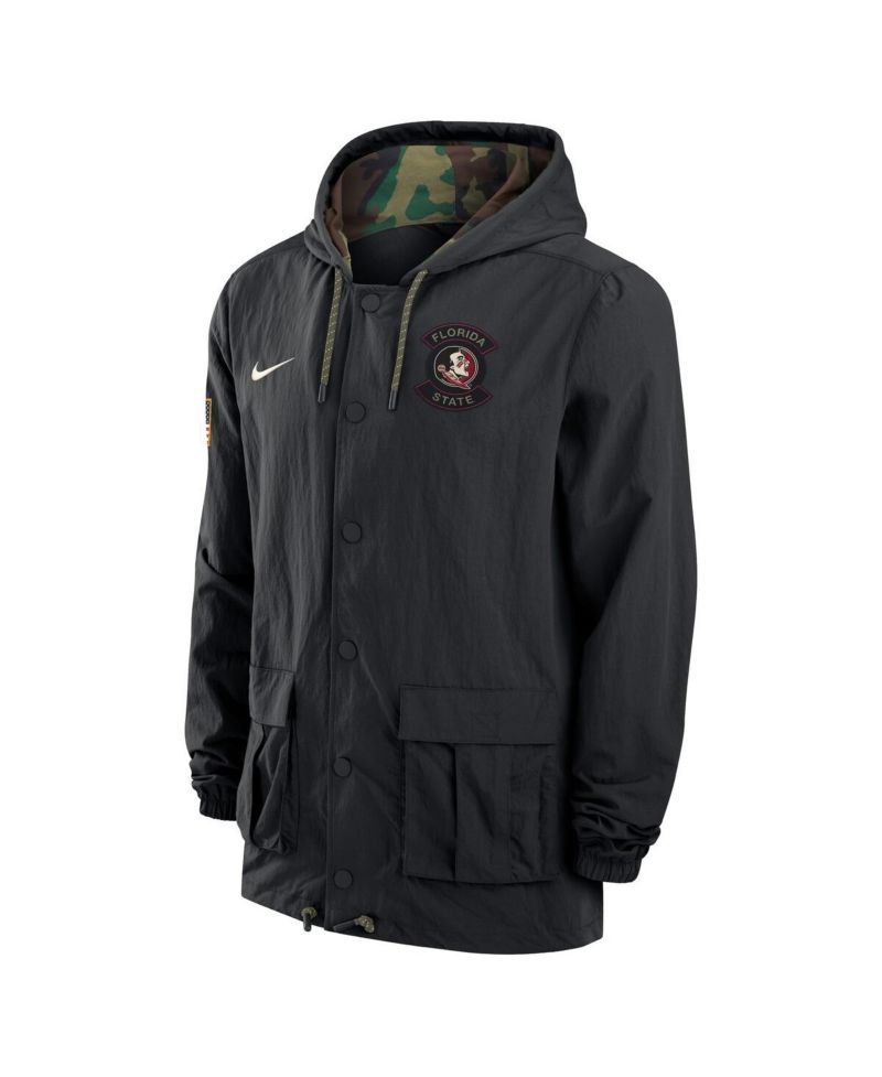 Men's Black Florida State Seminoles 2025 NCAA Military Appreciation Full-Snap Jacket