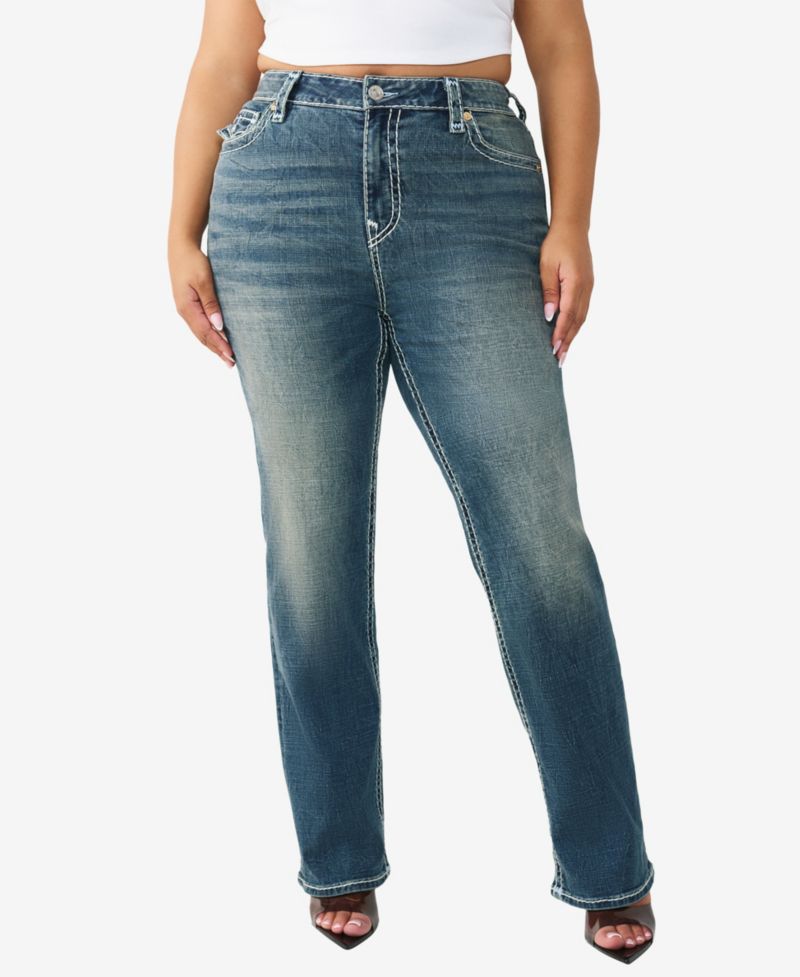 Plus Size Billie Mid-Rise Straight Super T Flap Jeans
