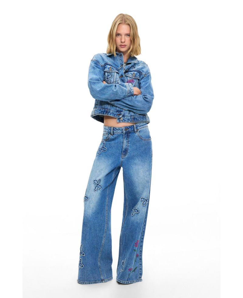 Women's Wide-leg jeans with butterflies