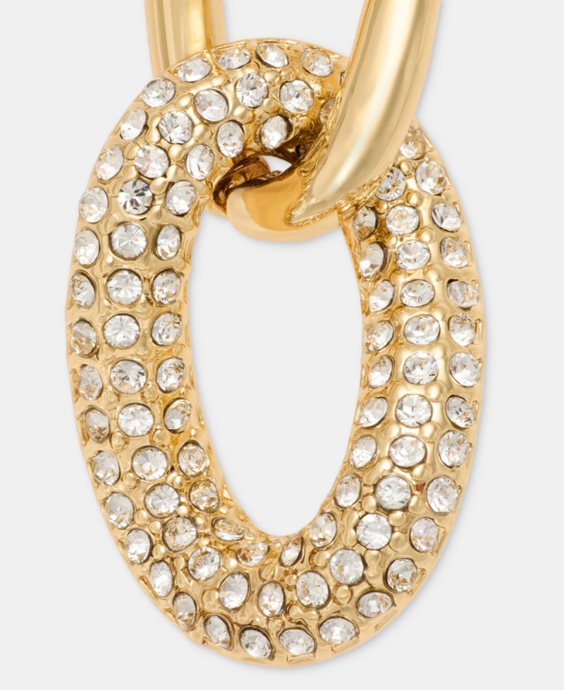 Pav&eacute; Link Linear Drop Earrings
