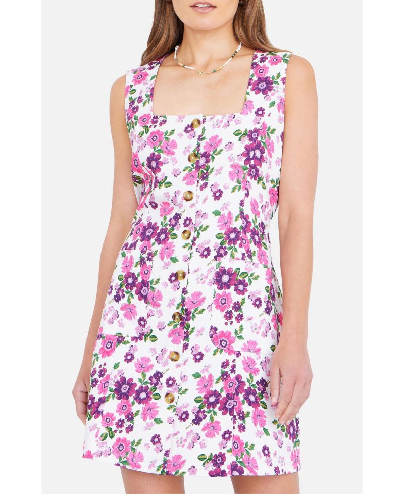Women's Retro Floral Cotton Pinafore Dress