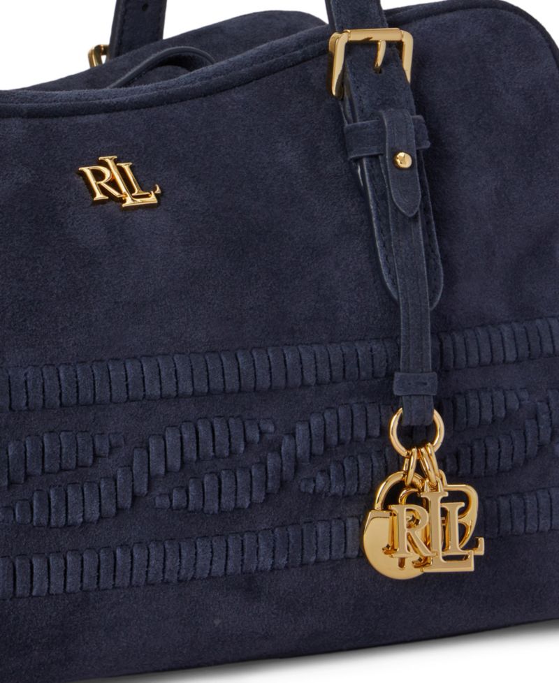 Marcy Suede Cable-Embossed Medium Satchel Bag