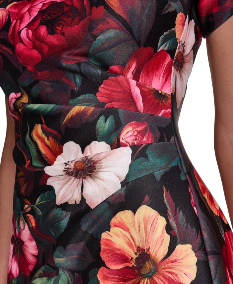 Women's Puff-Sleeve Boat Neck Dress