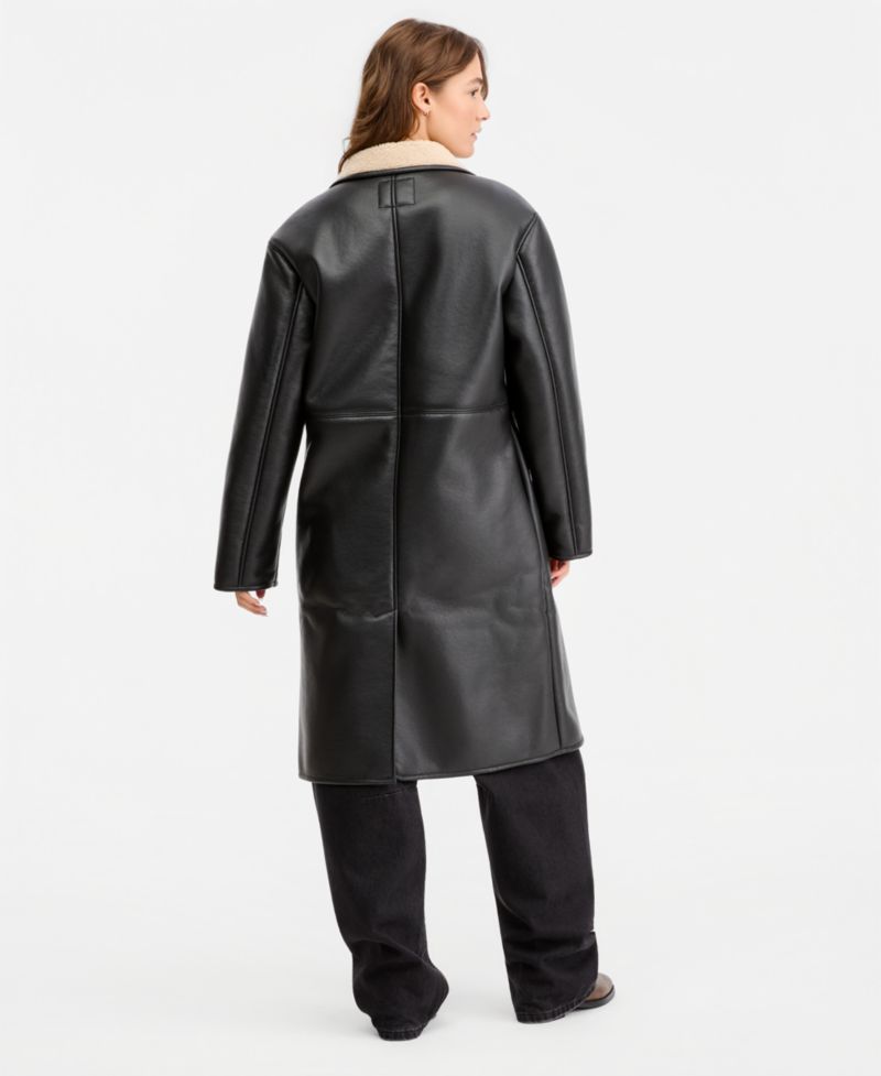 Juniors' Faux-Shearling Coat