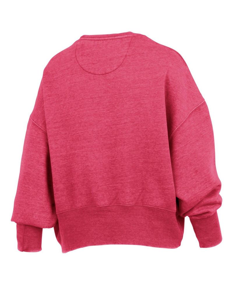 Women's Red Georgia Bulldogs Oversized Waist-Length Crewneck Sweatshirt