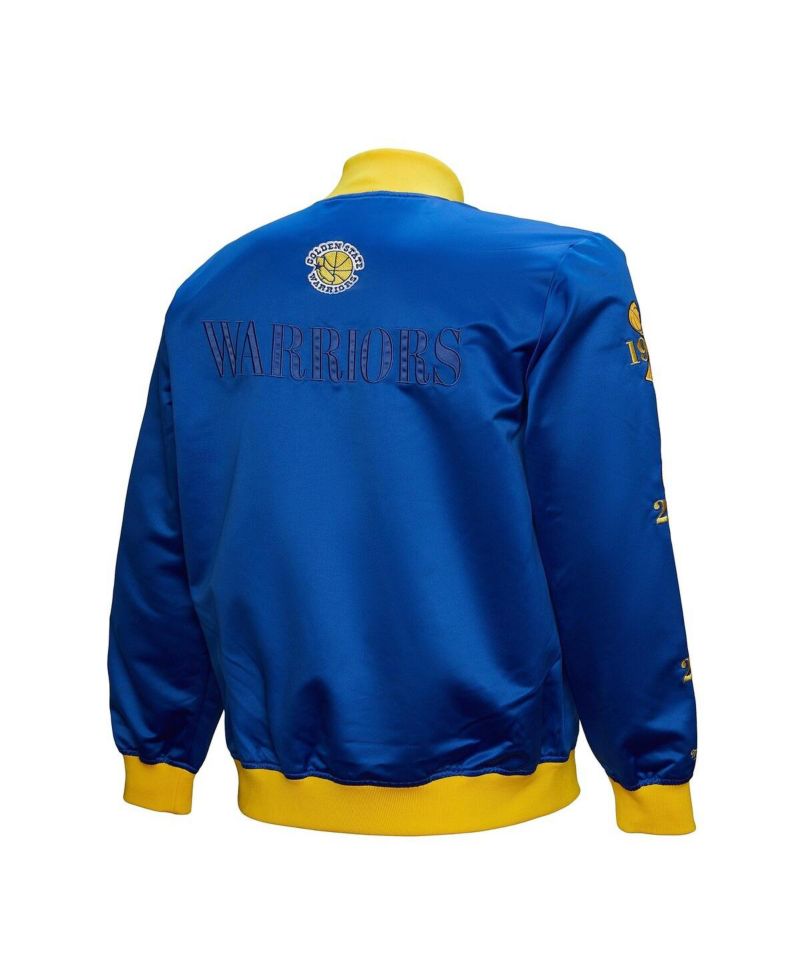 Men's Royal Golden State Warriors Hardwood Classics Team OG 3.0 Lightweight Satin Full-Snap Jacket