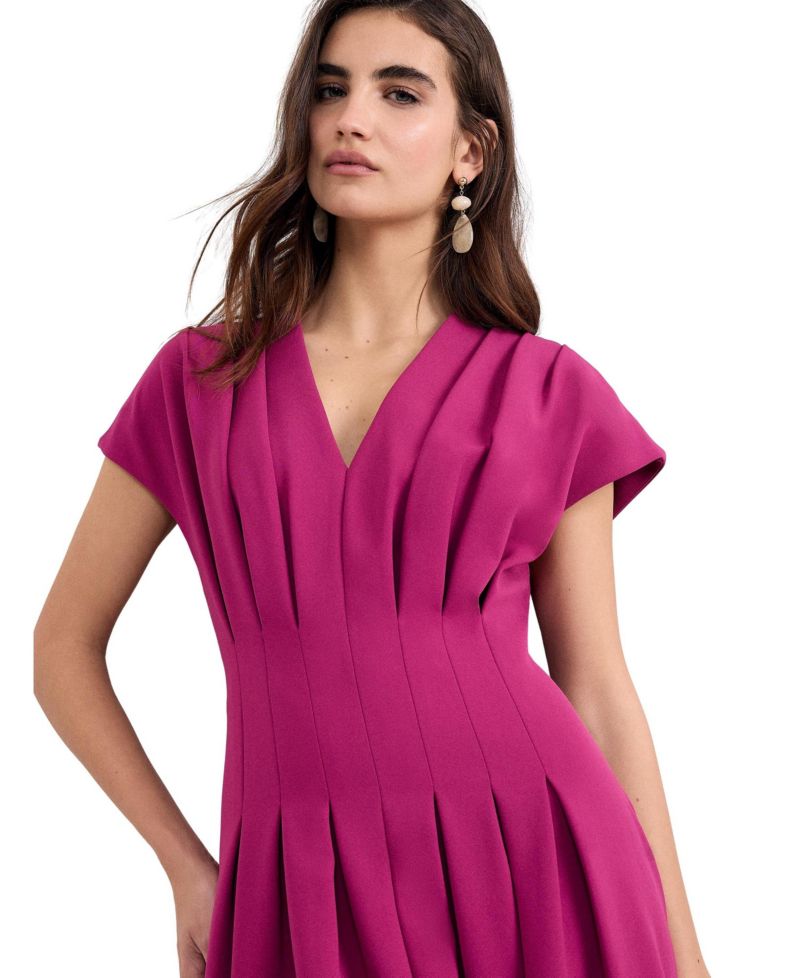 Women's Hanna Pleated V-Neck Midi Dress