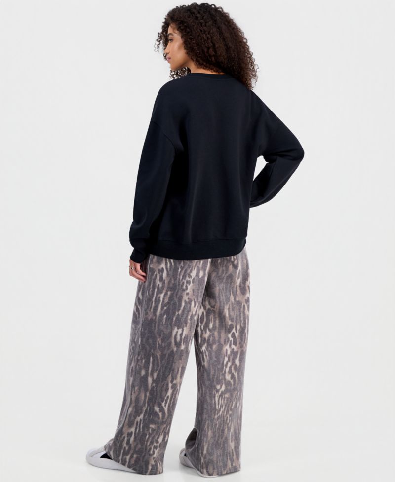 Juniors' Leopard-Print Wide-Leg Sweatpants
