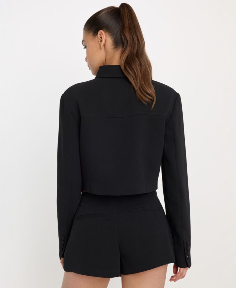 Women's Collared Cropped Jacket, Regular & Plus Size