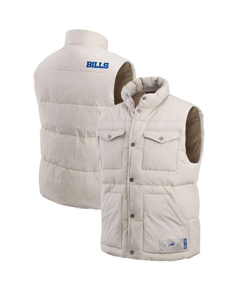 Men's Cream Buffalo Bills Puffer Full-Snap Vest