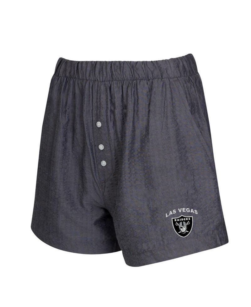 Women's 2-Pack Charcoal Las Vegas Raiders Stripes and Solids Boxer Shorts Set