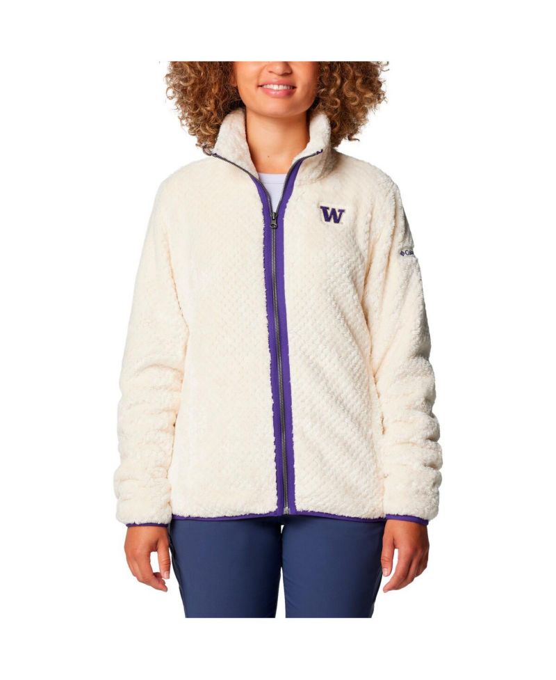 Women's Cream Washington Huskies Fireside II Sherpa Full-Zip Jacket