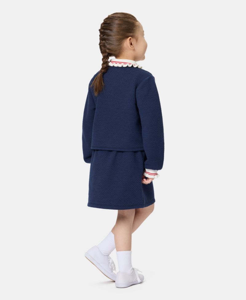 Girls' 2T-6X Ruffled Collared Top and Skirt, 2-Piece Set