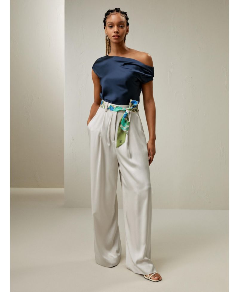 Women's Boat Neck Regular Fit Silk Top