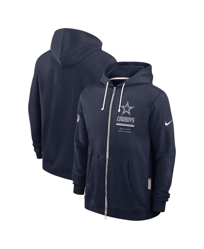 Men's Navy Dallas Cowboys Sideline Standard Issue Quarterback Scramble Dri-FIT Full-Zip Hoodie
