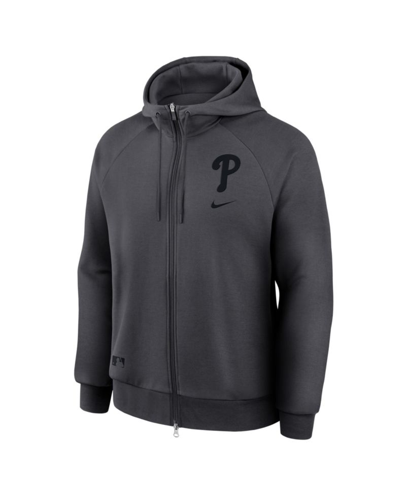 Men's Anthracite Philadelphia Phillies Authentic Collection Player Raglan Dri-FIT Full-Zip Hoodie