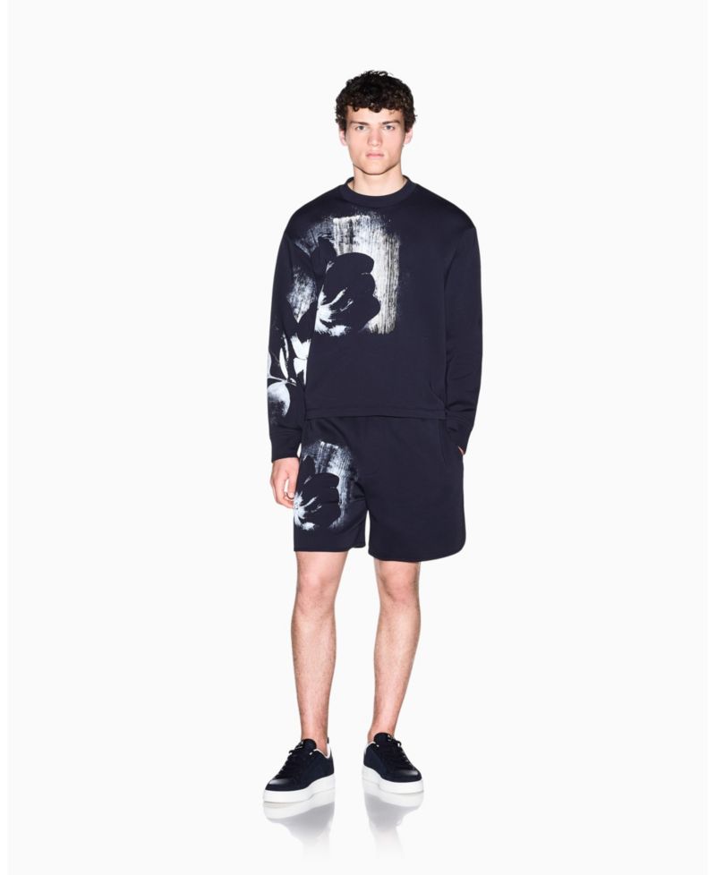 Men's Exposed Flower Bonded Cotton Crewneck Sweatshirt