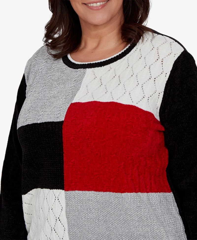 Plus Size Colorblock Textured-Chenille Sweater