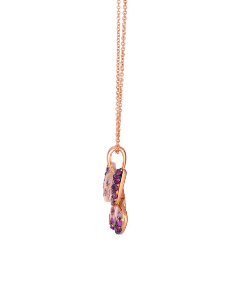 Strawberry Ombr&eacute;® Sapphire Butterfly (3/4 ct. t.w.) & Vanilla Sapphire Pendant Necklace in 14k Strawberry Gold