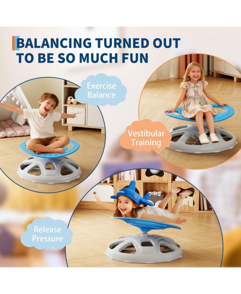 Kids Sensory Swivel Chair, Spinning Chair for Autistic Kids with Safety Handle and Non-Slip Design, Training Body Coordination