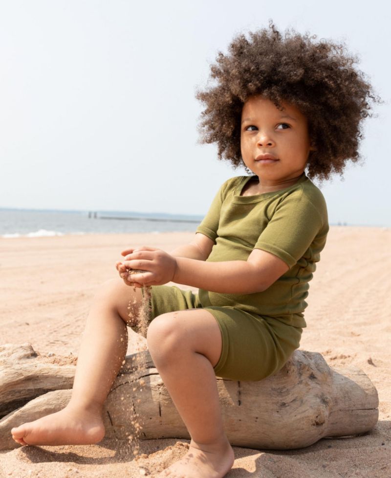 Kids Matching Family Two Piece Cotton Short Sleeve Shirt and Shorts Solid Color Pajamas 6-14