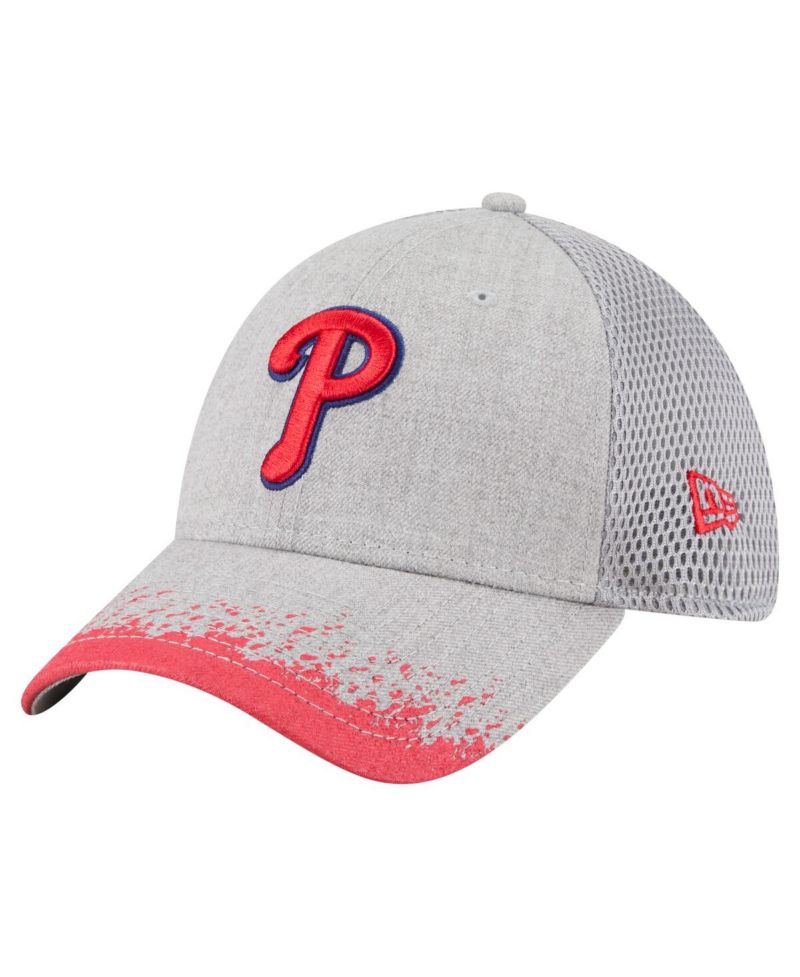 Men's Gray Philadelphia Phillies Visor Paint Splatter 39THIRTY Flex Hat