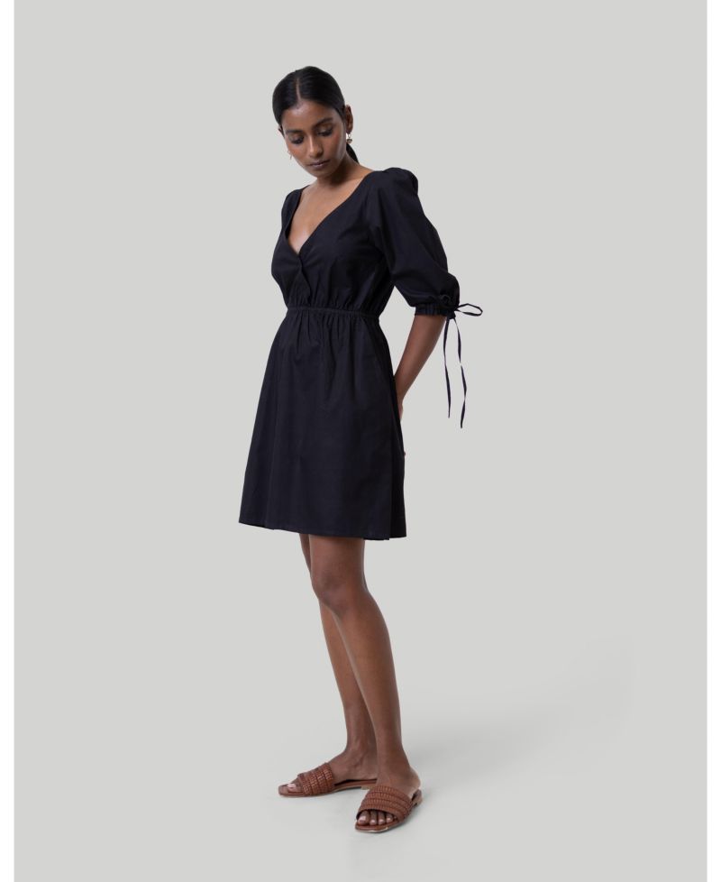 Women's Gathered Elbow Sleeve Short Dress