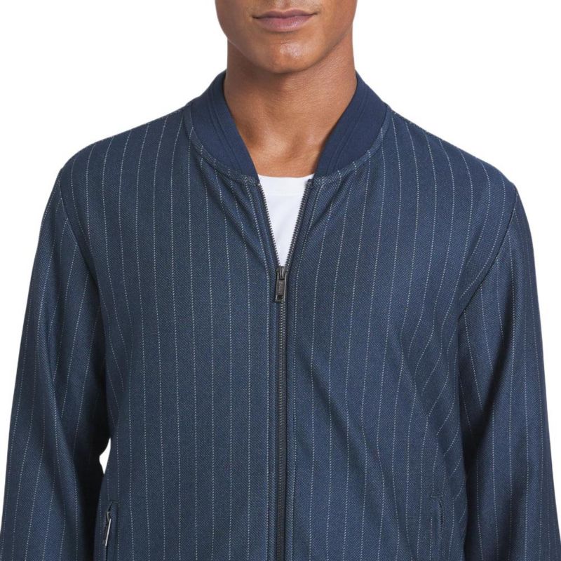 Men's pinstripe zip-up jacket