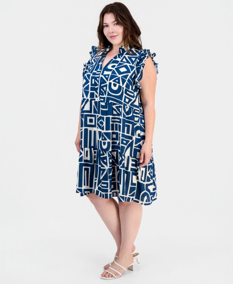 Plus Size Ruffled Tiered Shift Dress