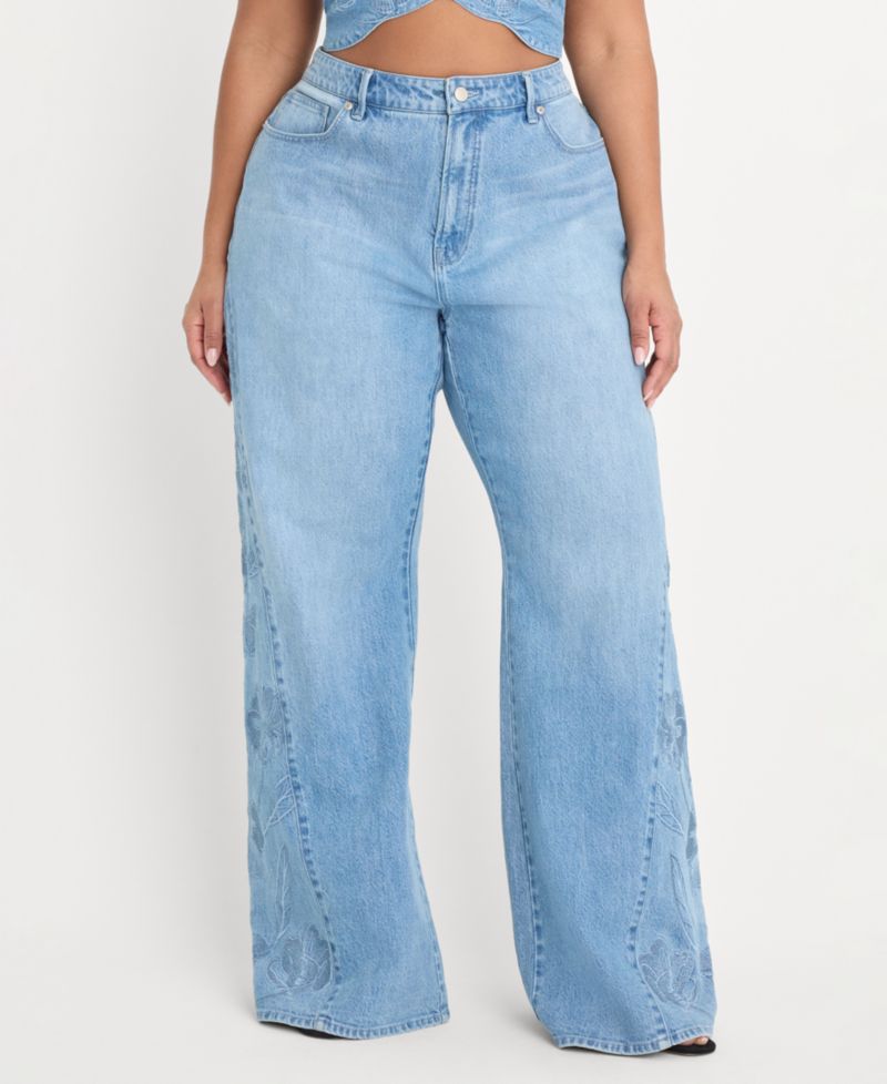 Women's Dolly Joleans High-Rise Wide-Leg Embroidered Jeans