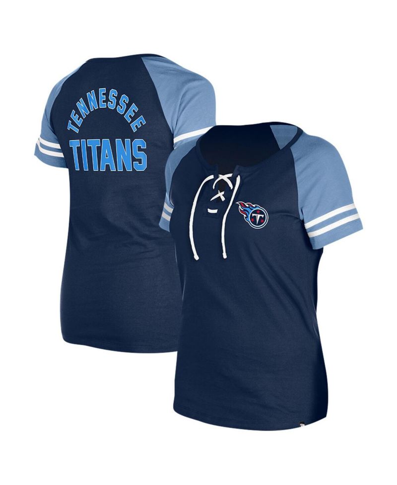 Women's Navy Tennessee Titans Lace-Up Raglan T-Shirt