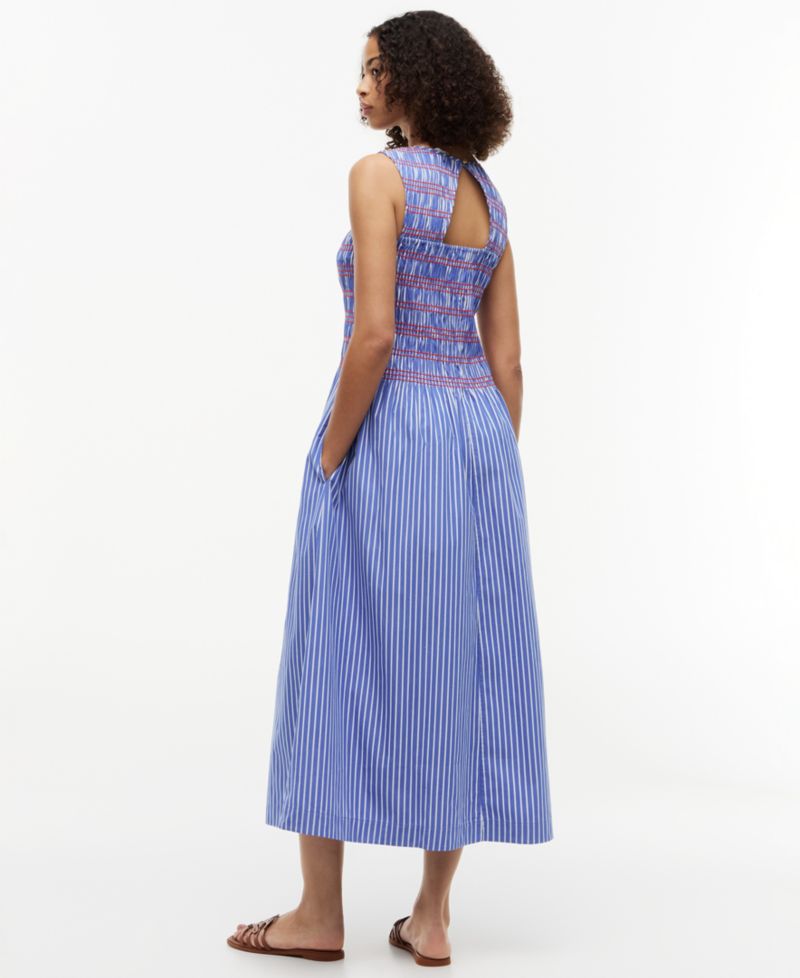 Women's Cotton Smocked Striped Maxi Dress