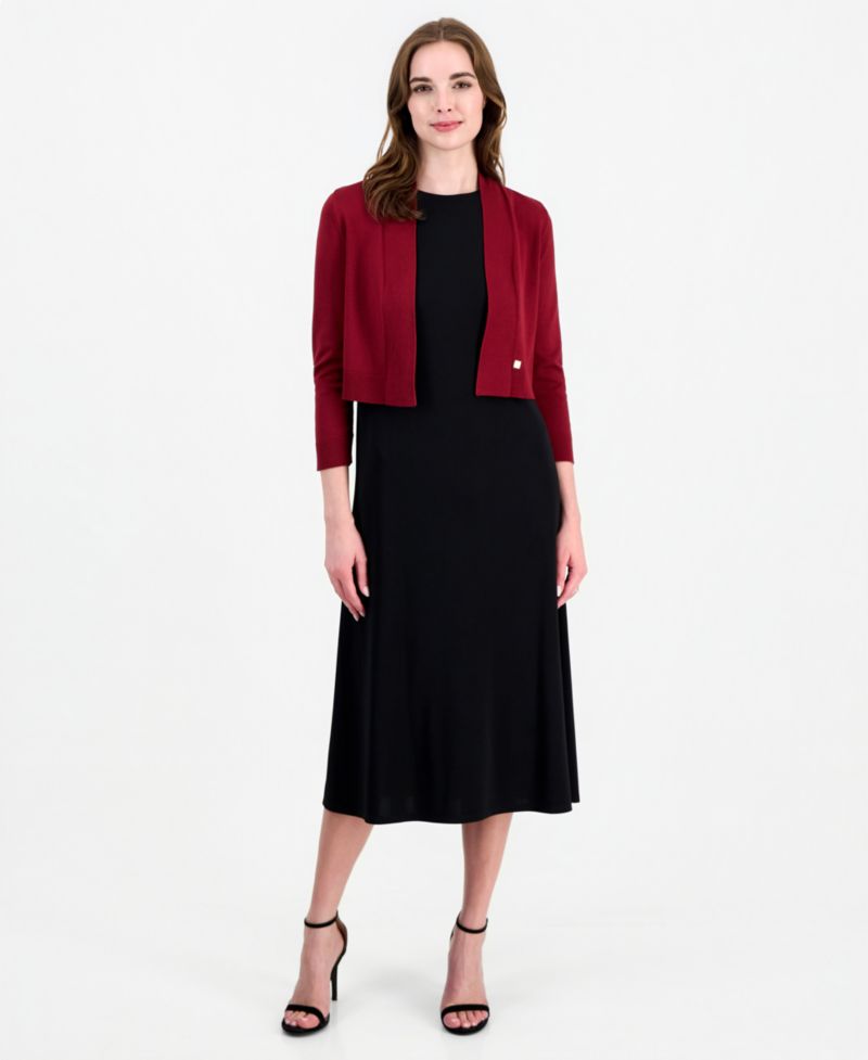 Women's Kissing Front 3/4-Sleeve Shawl Collar Shrug