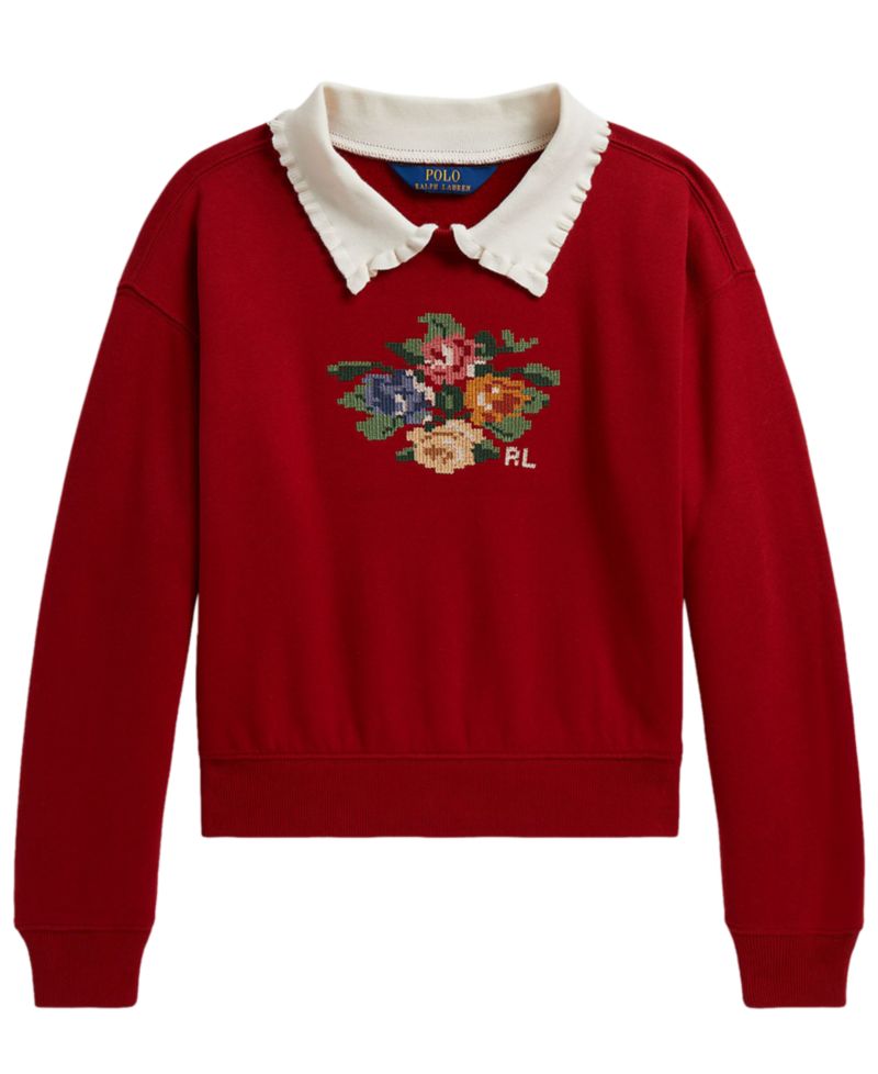 Girls' 7-16 Collared Fleece Sweatshirt