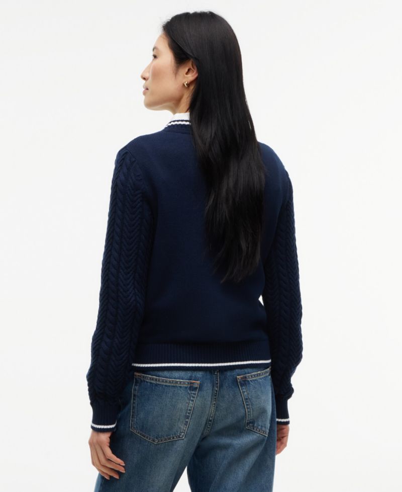 Women's Cable-Knit V-Neck Sweater