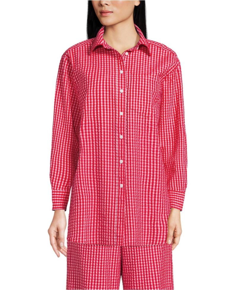 Women's Oversized Seersucker Shirt