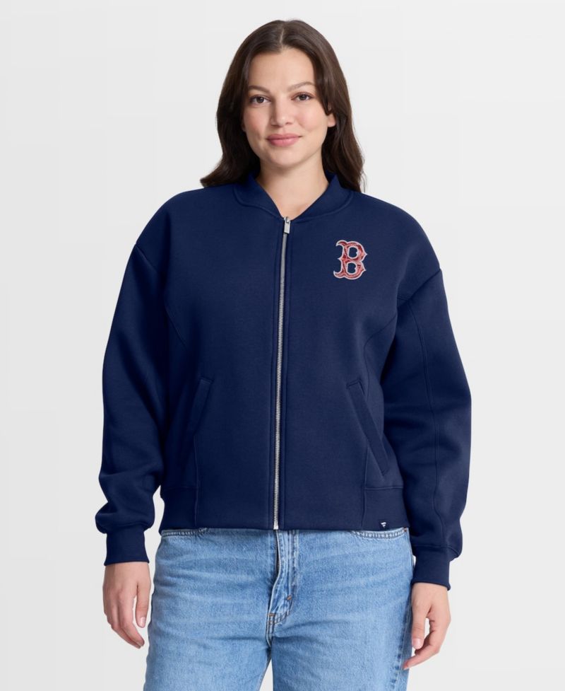 Women's Navy Boston Red Sox Oversized Rage Against Full-Zip Jacket
