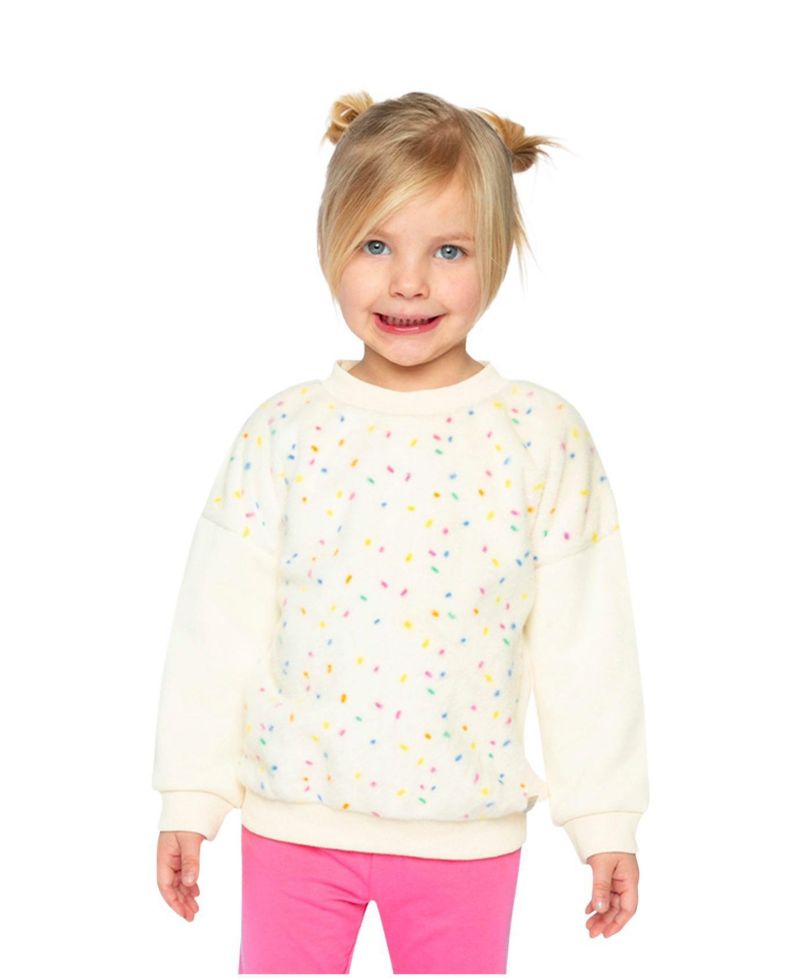 Little and Big Girl 6-14Y Bi-Material Sweater
