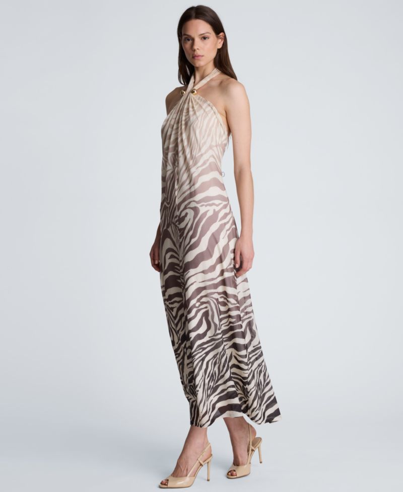Women's Halter Neck Mesh Midi Dress
