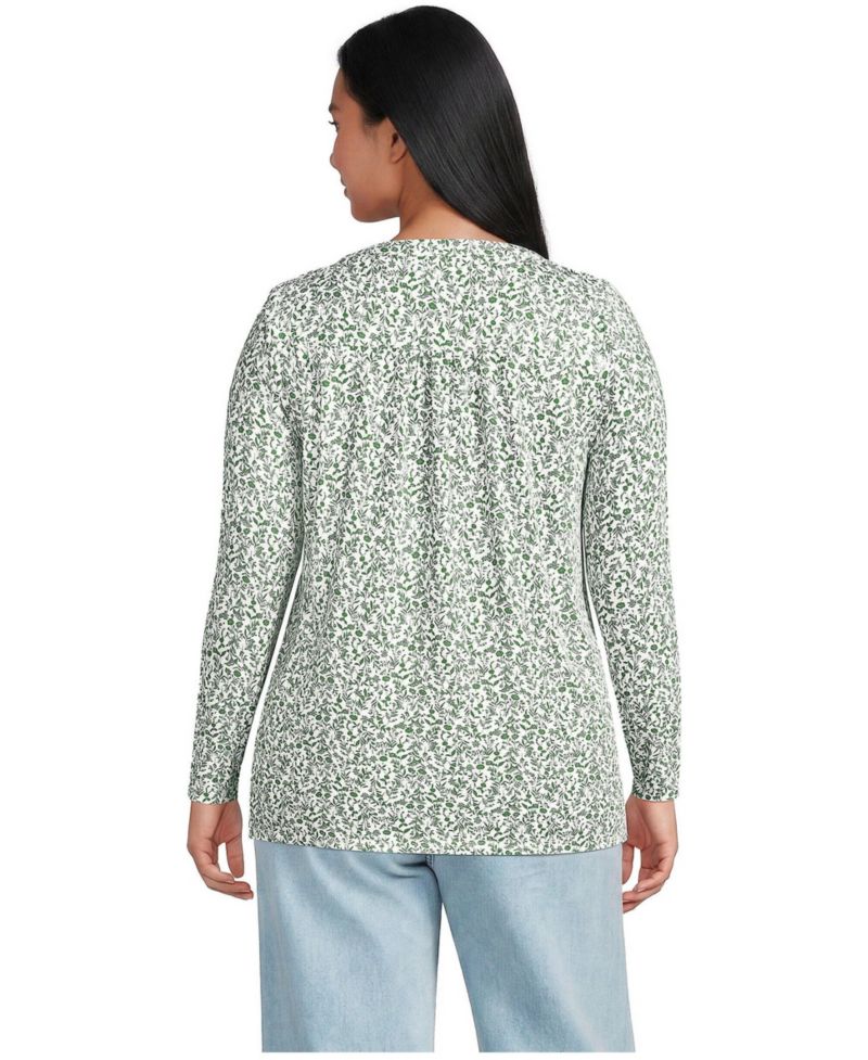 Plus Size Long-Sleeve Pintuck Tunic Blouse
