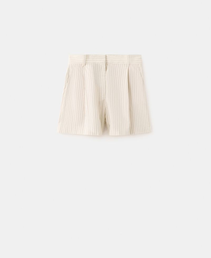 Women's Pinstripe Pleated Bermuda Shorts