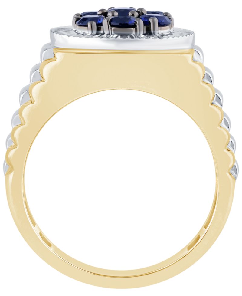 Men's Lab Grown Sapphire (1-1/2 ct. t.w.) Ring in Gold Vermeil over Sterling Silver